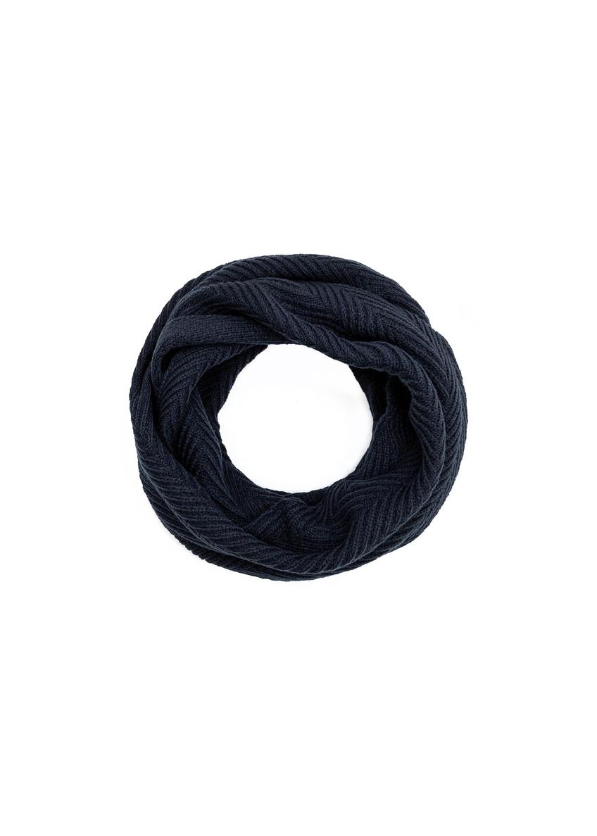 Men's scarf in navy blue SZAMT-0066-69(Z25) - product view from above on a white background.