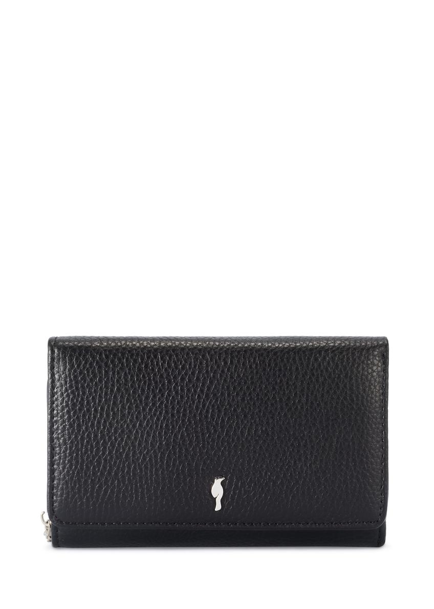 Large black leather women's wallet PORES-0801R-98(Z25), front product view on white background.