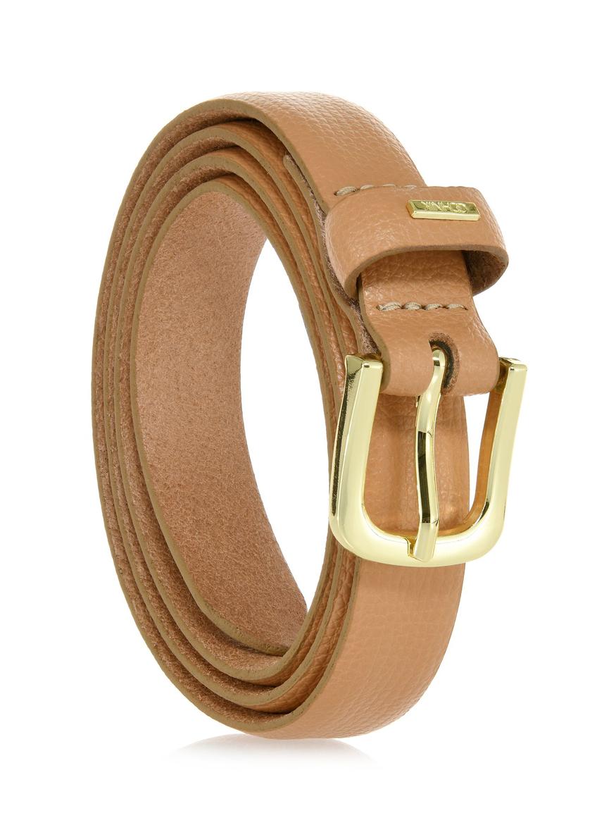 Beige pea leather women's belt PASDS-0301-81(W24)