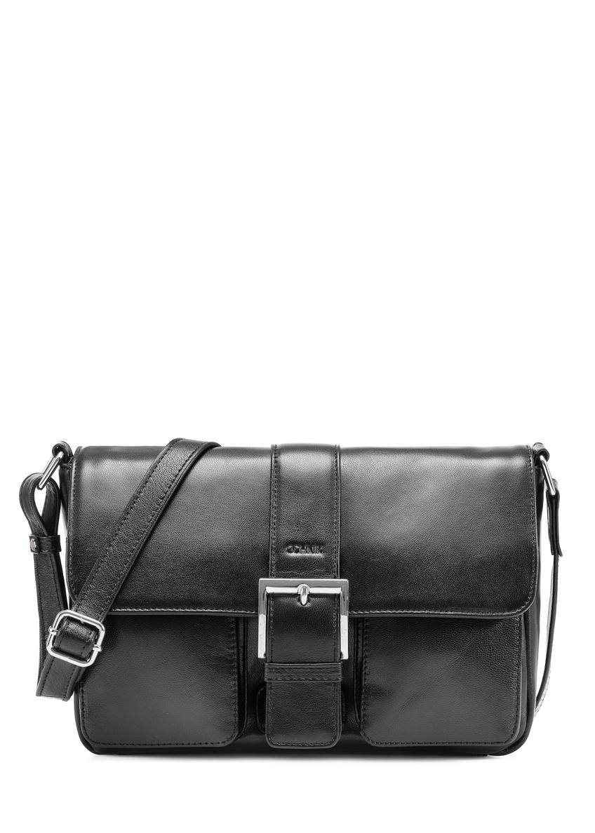 Women's leather handbag with buckle TORES-1160-99(Z25), front product view on white background.