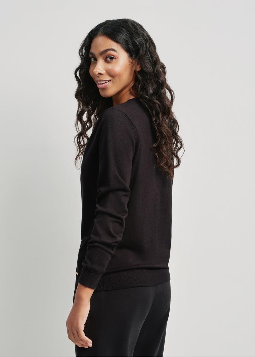 Women's V-neck sweater in black SWEDT-0201-98(W25)