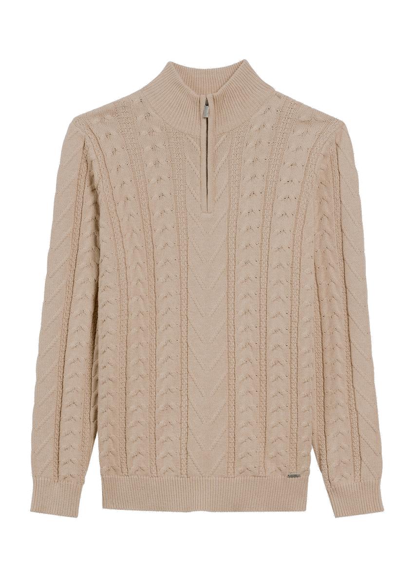 Beige men's sweater with zipper SWEMT-0180-81(Z25)