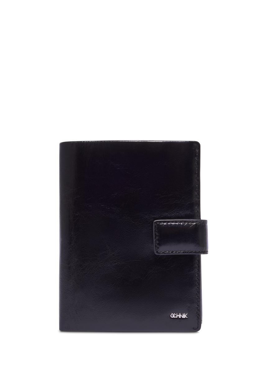 Black men's wallet made of genuine leather PORMS-0739-99(Z26), front product view on white background.