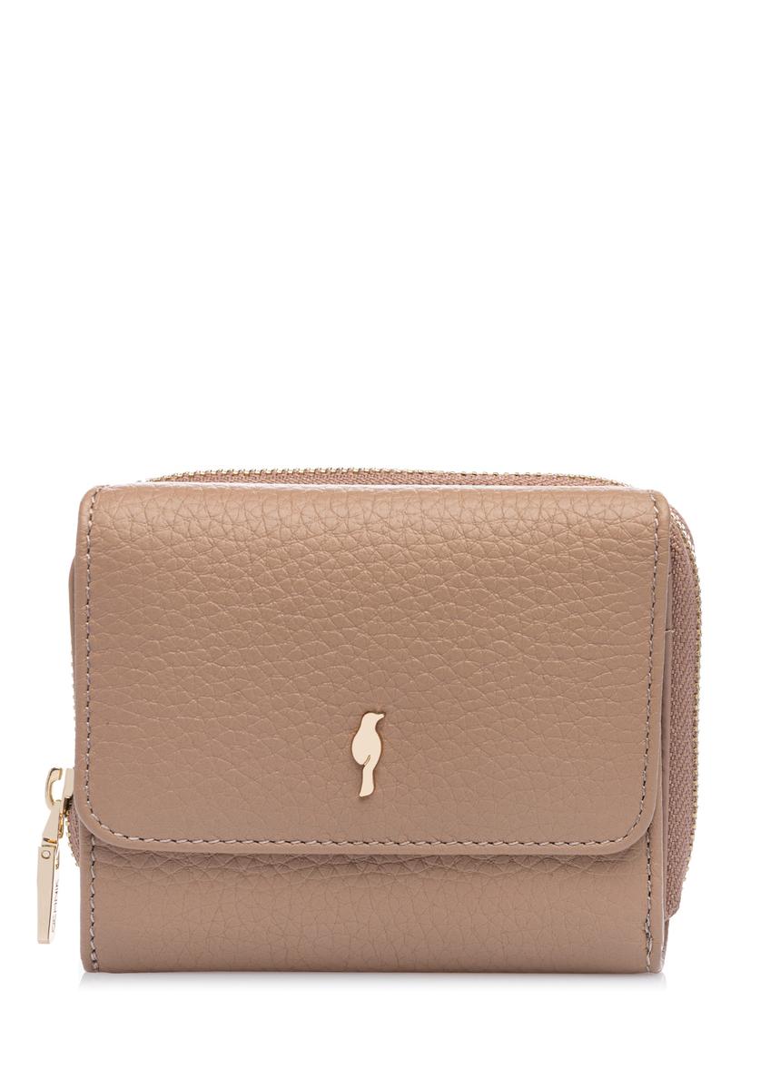 Small pink leather women's wallet PORES-0802H-5D(W26), front product view on white background.