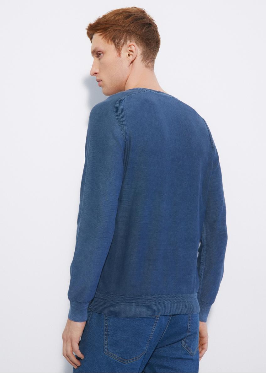 Blue men's sweater with buttons SWEMT-0130-69(W23)