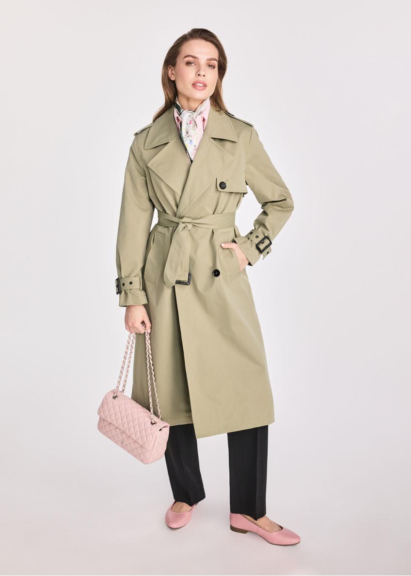 Long olive women's coat-style jacket KURDT-0512-57(W25)-01