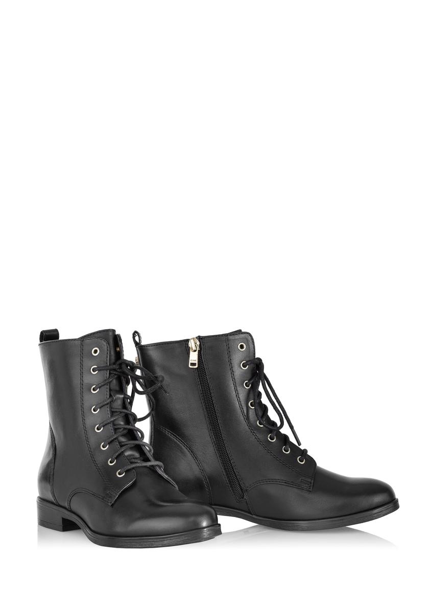 Women's black leather heeled boots BUTYD-1008-99(Z24)