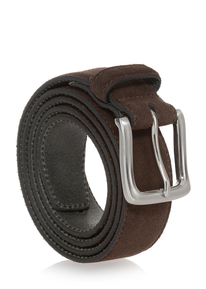 Dark brown leather men's belt PASMS-0242-90(Z23)