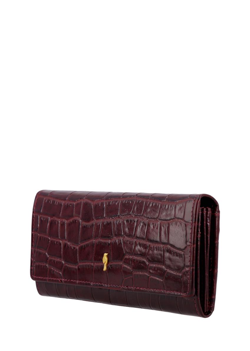 Women's leather burgundy wallet PORES-0889B-4D(Z26)