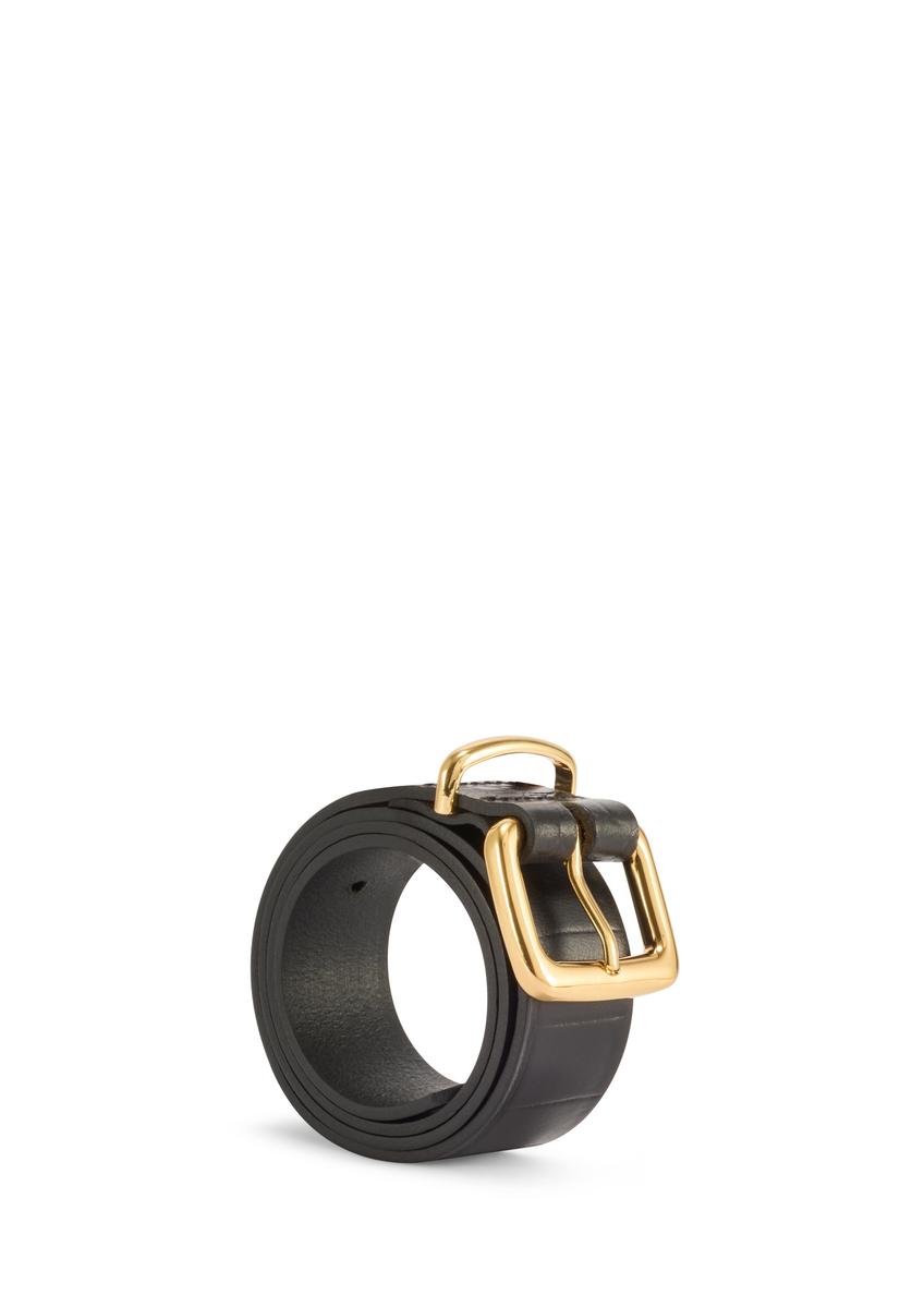 Black croco leather women's belt PASDS-0312A-97(Z25)