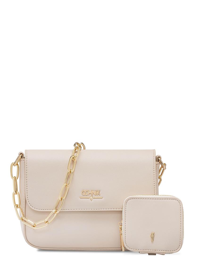 Cream women's messenger bag with chain TOREC-0767B-12(W25)