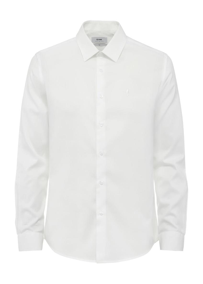 Cream men's cotton shirt KOSMT-0341-12(W25)-01