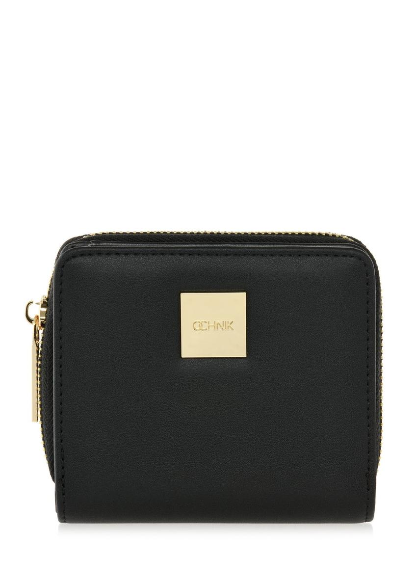 Women's small black wallet with logo POREC-0366-99(W24)-07