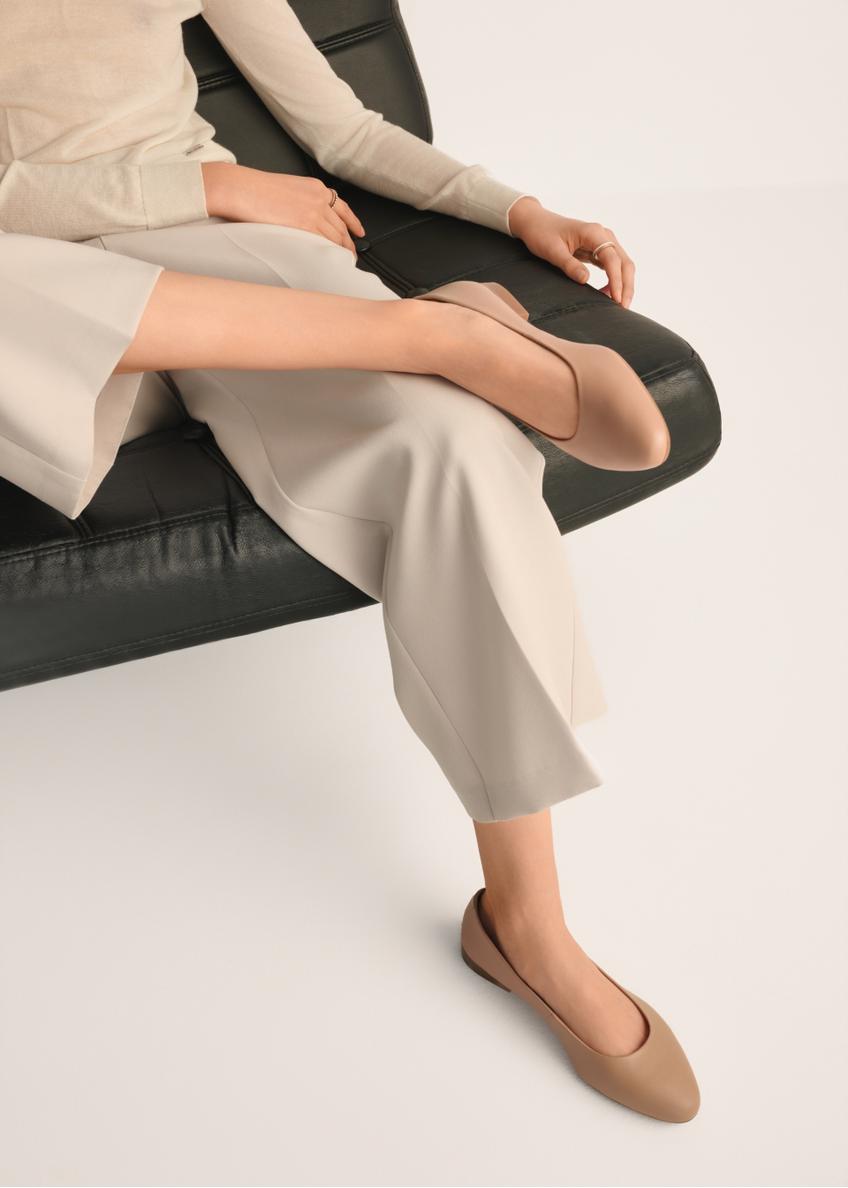 Dark beige leather women's ballerinas BUTYD-1049A-82(Z25)