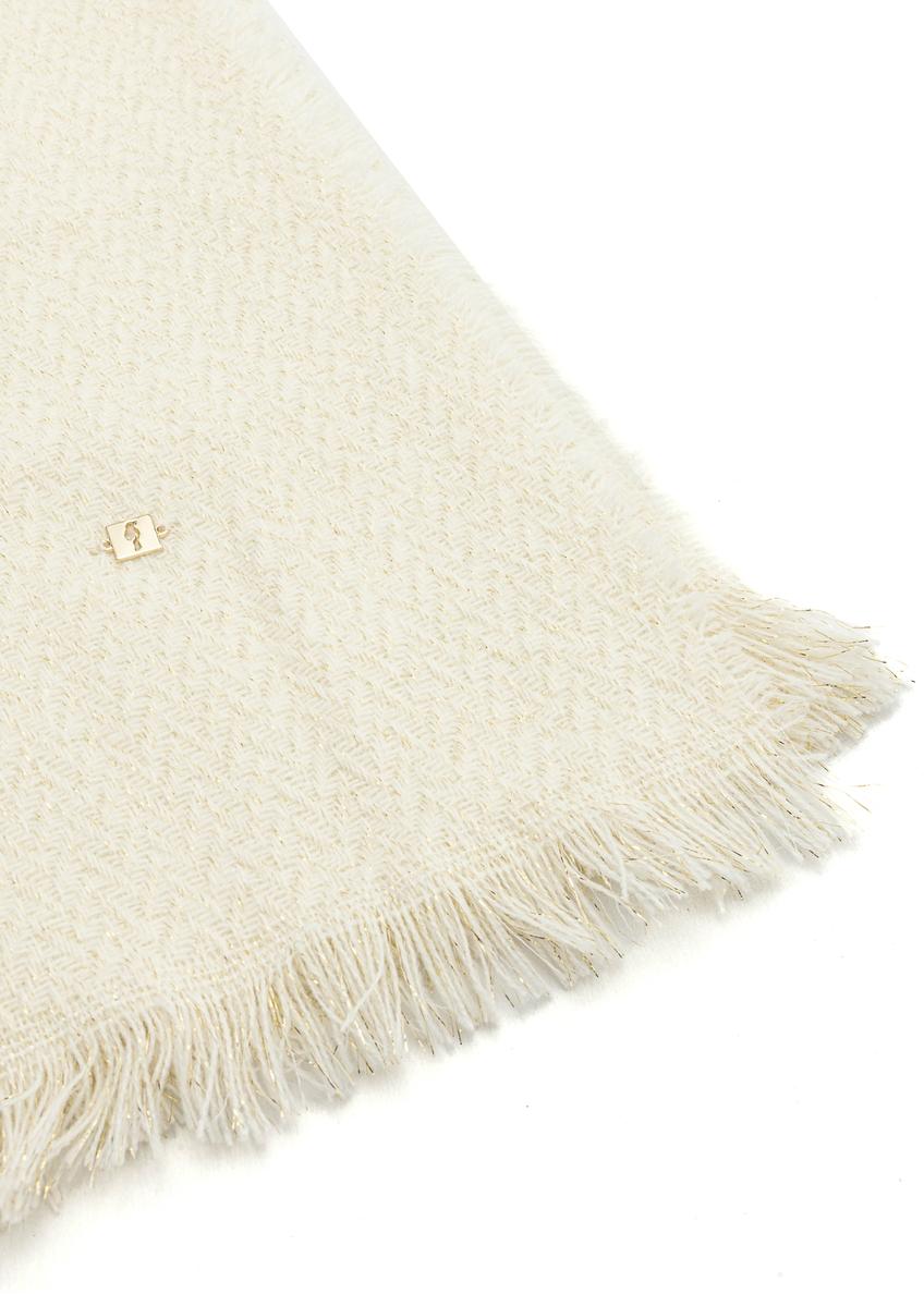 Cream women's scarf with gold thread SZADT-0212-12(Z25)