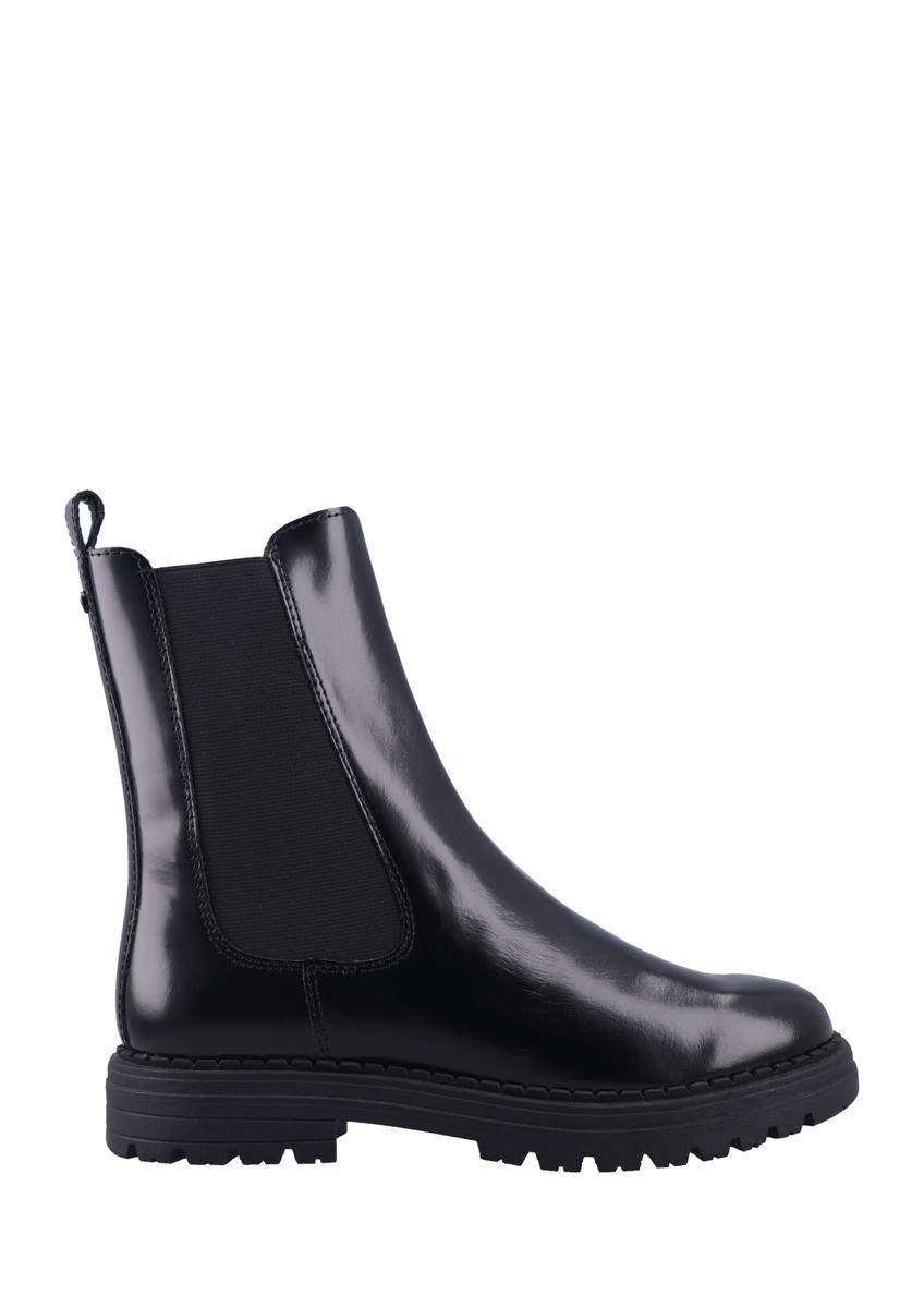 Women's black leather Chelsea boots BUTYD-1010-9F(Z26), side view of the product on a white background.