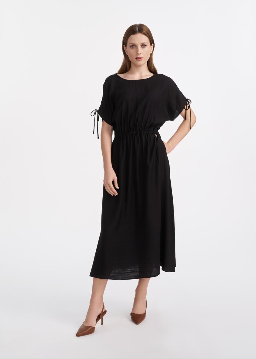 Black long dress with short sleeves SUKDT-0225-99(W25)-02