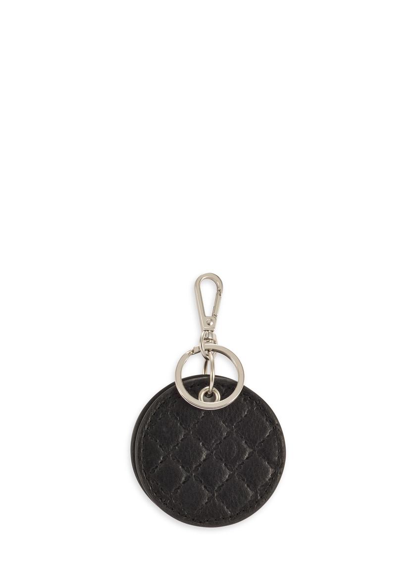 Black leather keychain with mirror BRELOK-0215-99(Z25)