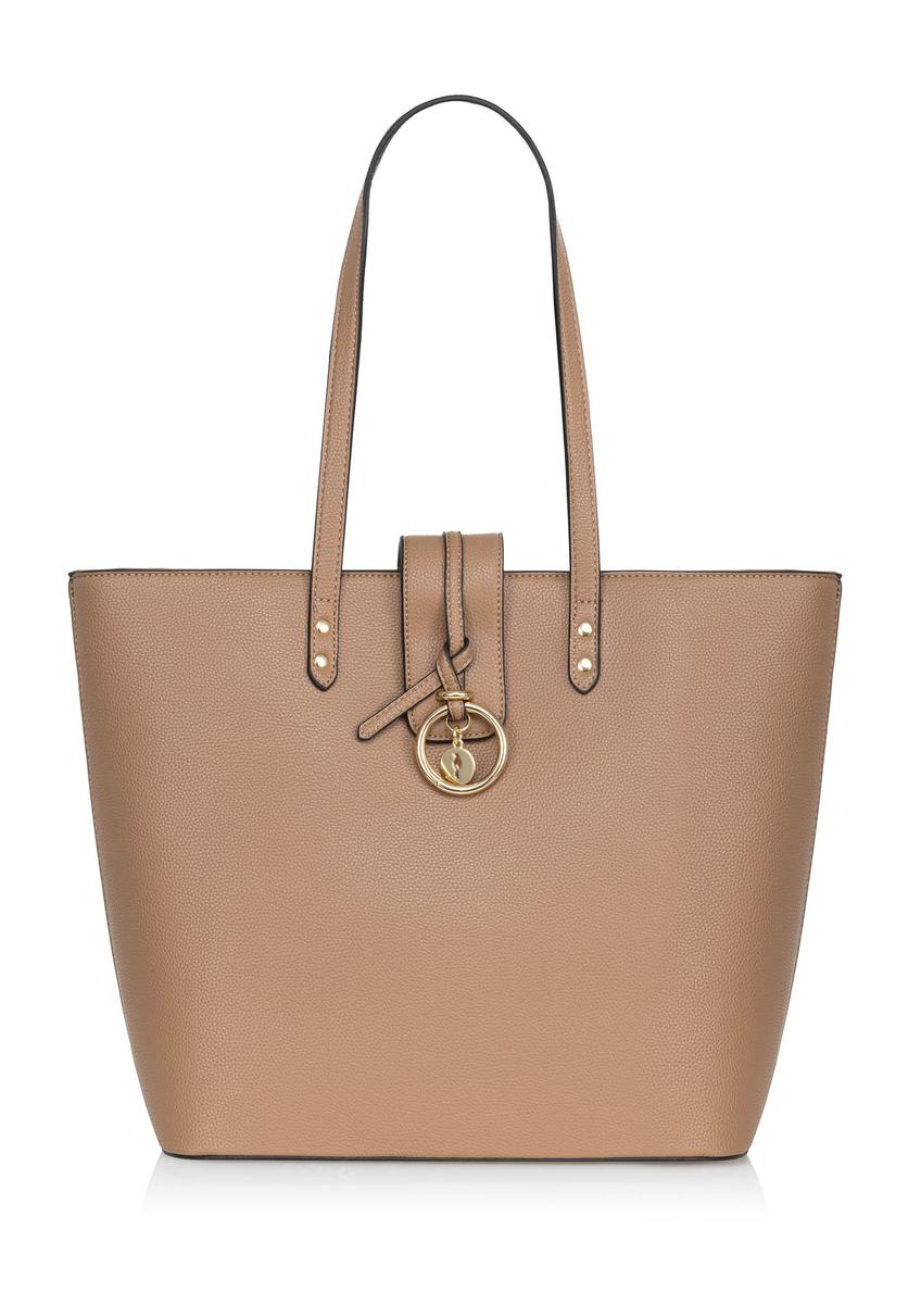 Beige women's shopper bag TOREC-0937-81(W24)-01