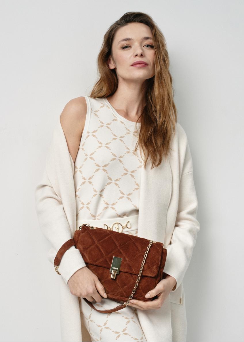 Brown quilted suede handbag for women TORES-1001-89(W24)
