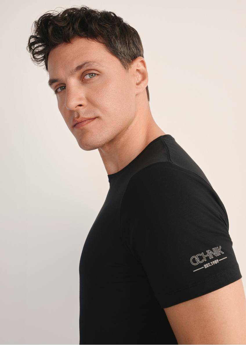 Black basic T-shirt for men with logo TSHMT-0091-99(KS)