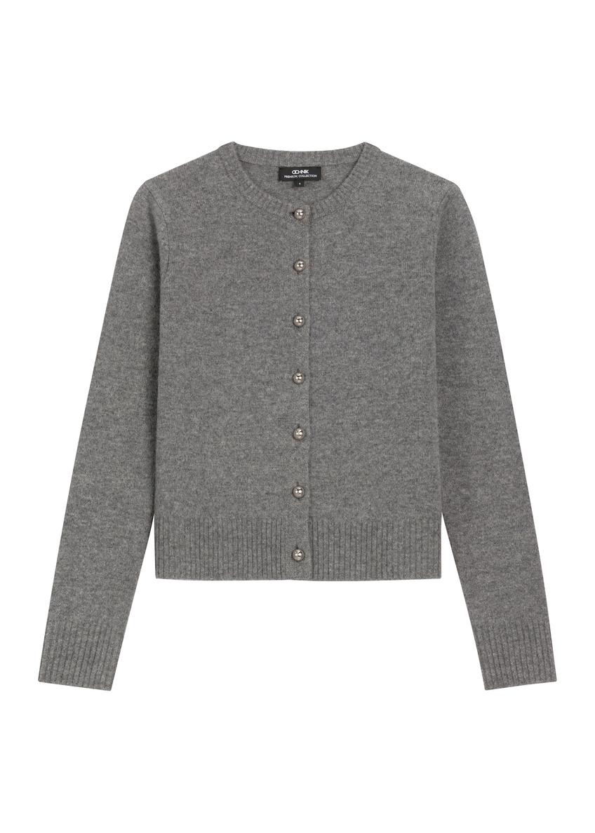 Gray woolen women's cardigan KARDT-0058-9D(Z26)