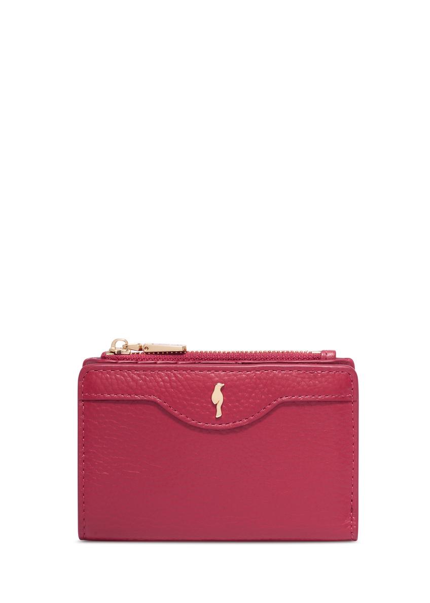 Red leather women's wallet PORES-1015R-4B(Z26), front product view on white background.