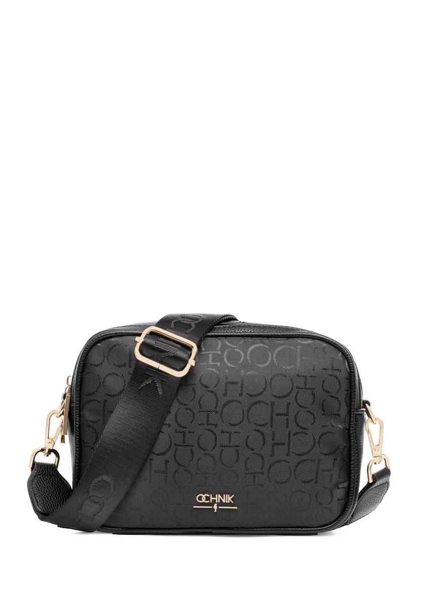 Black women's handbag with monogram TOREN-0277A-99(W25), front product view on white background.