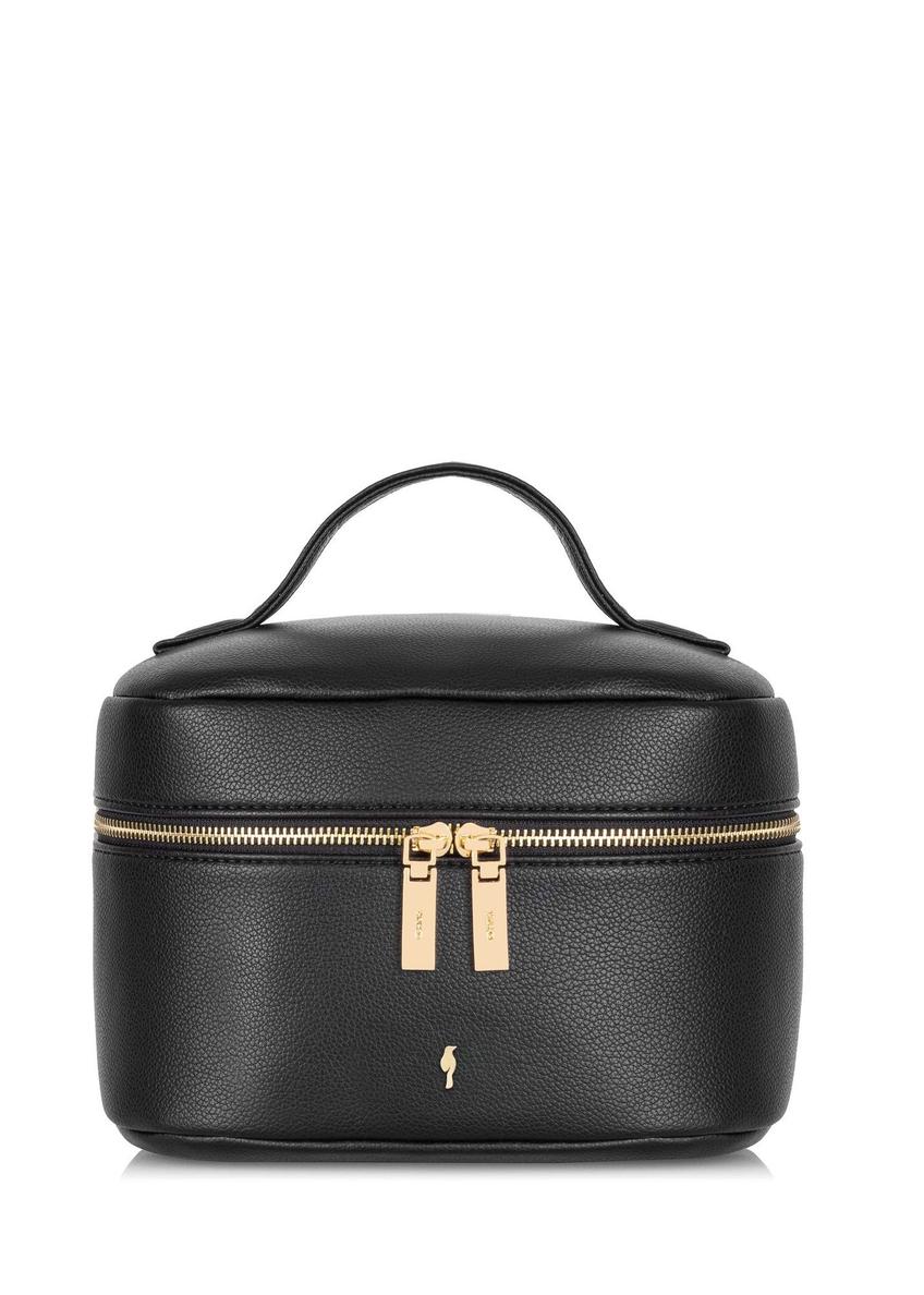 Black round women's cosmetic bag TOREC-0919B-99(Z 25) - front view of the product on a white background.