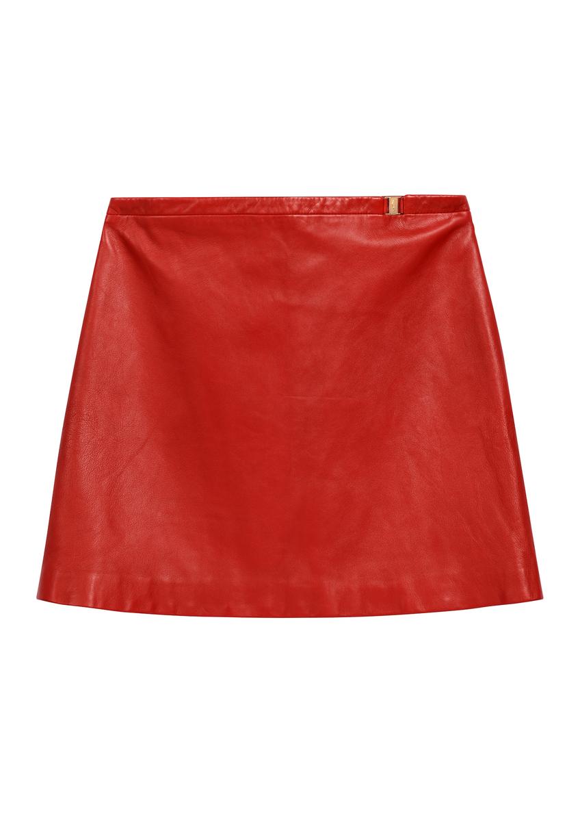 Red Leather Women's Mini Skirt SPCDS-0081-4B(W26)