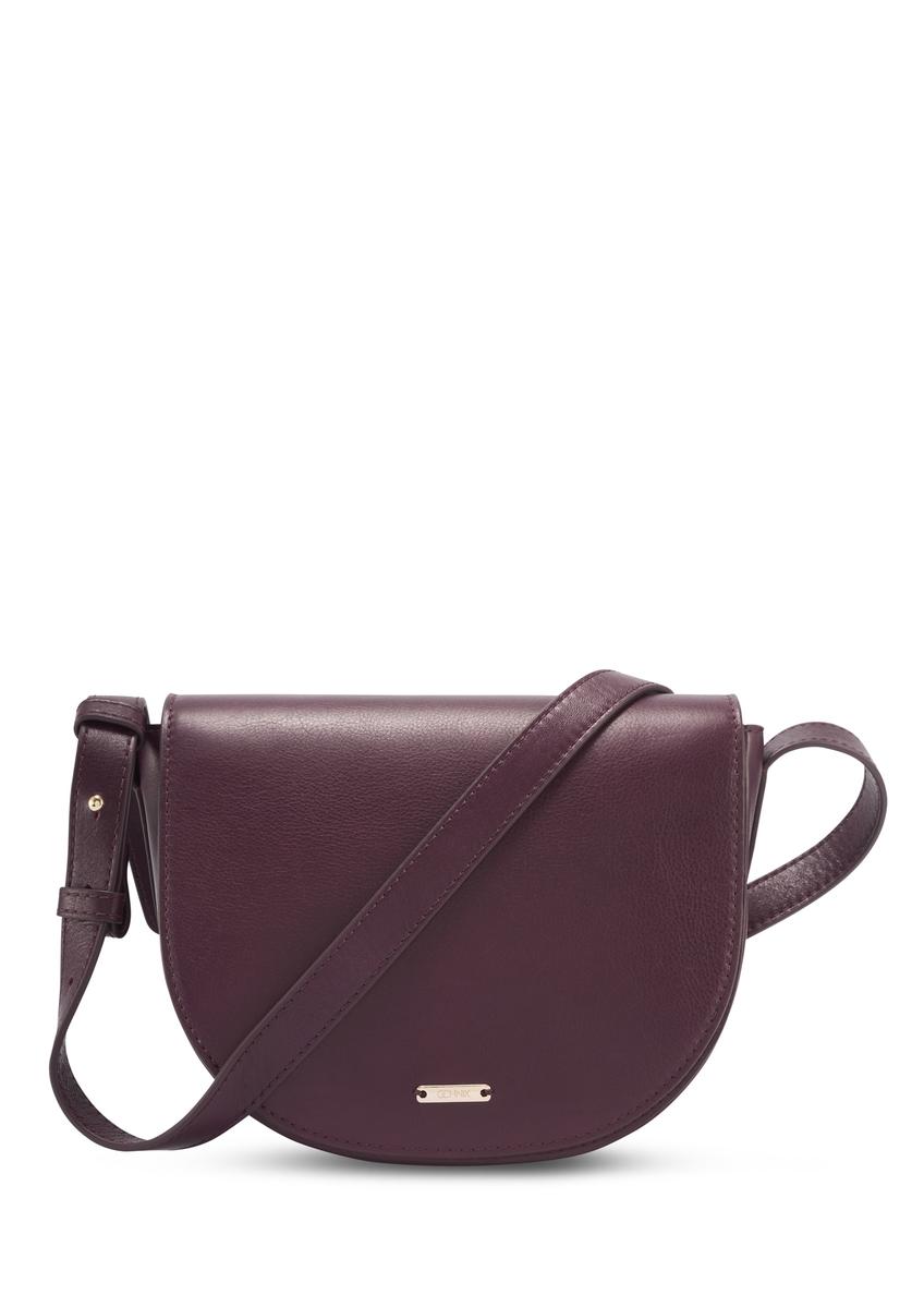 Women's burgundy leather messenger bag TORES-1352-4D(Z26), front product view on white background.