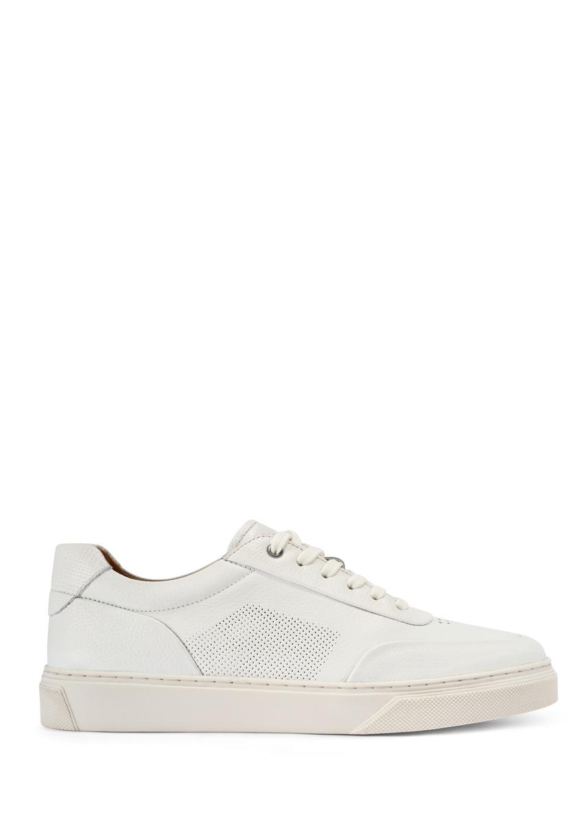 Men's leather sneakers in white BUTYM-0484-0B(W26)