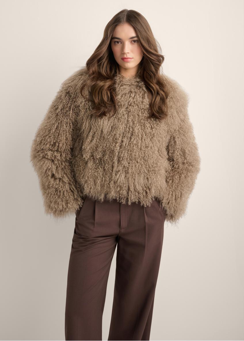 Brown short natural fur coat FUTDF-0104-1K(Z26)