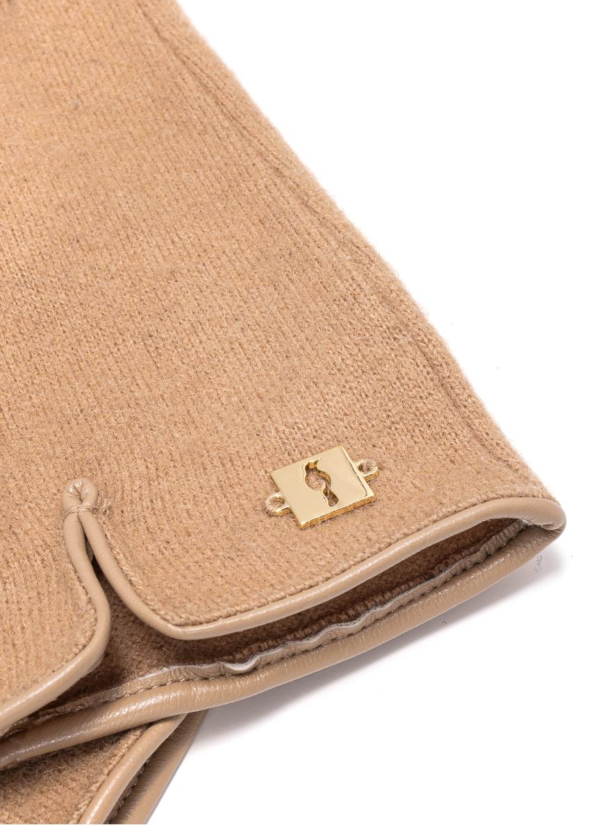 Beige woolen women's gloves REKDT-0027A-80(Z25)