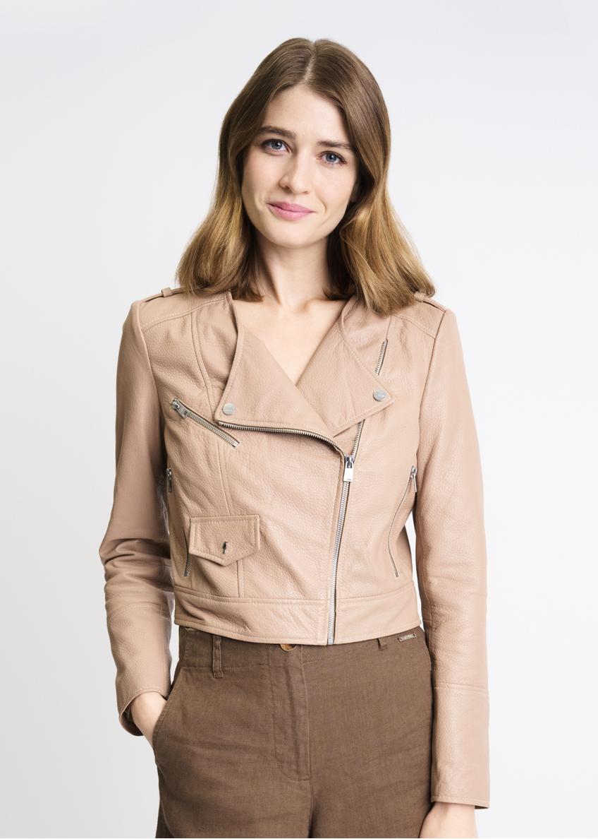 Beige leather women's ramon jacket KURDS-0353-1191(W22)-01