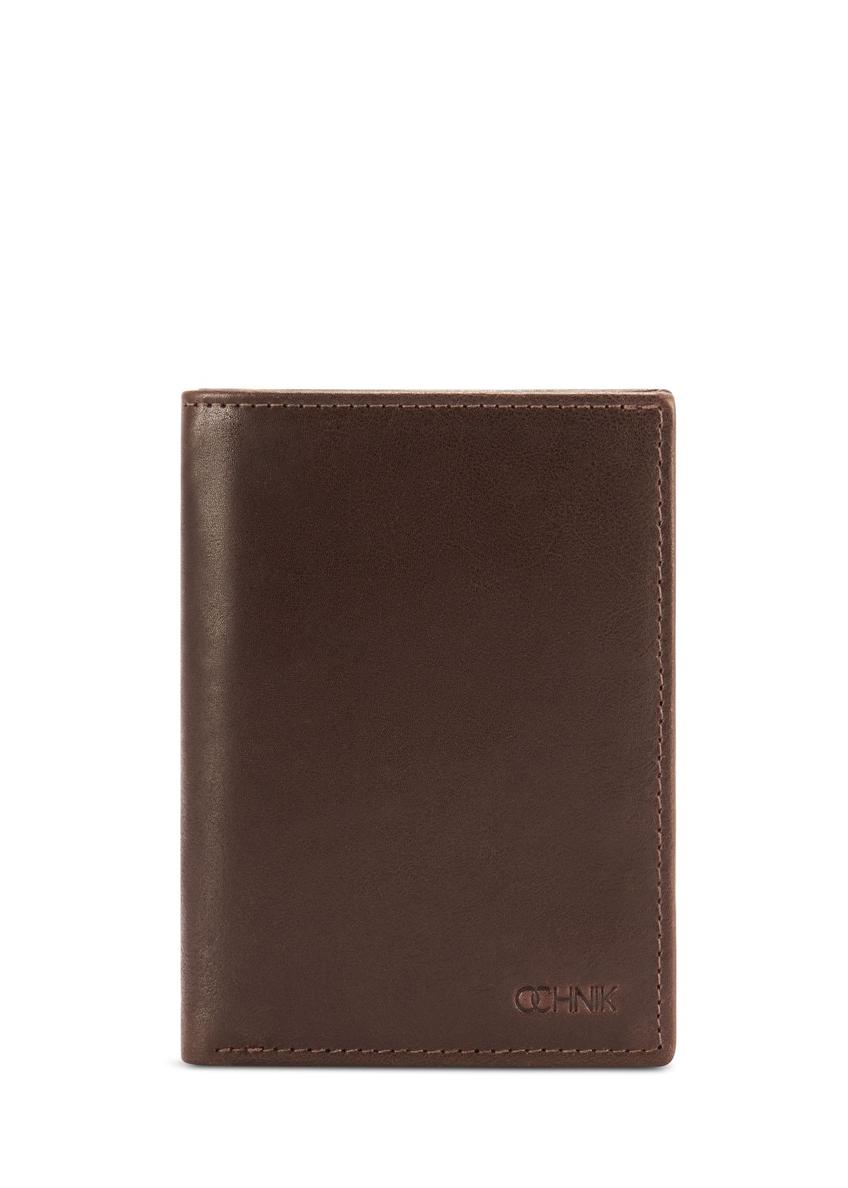 Men's brown leather wallet PORMS-0672-1H(Z26), product view from the front on a white background.