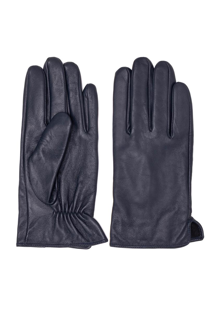 Men's leather gloves in navy blue REKMS-0009A-69(Z25)