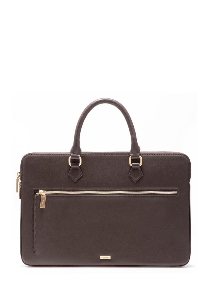 Chocolate-colored women's briefcase TORES-1202-89(Z25), front product view on white background.