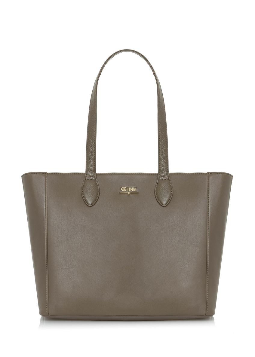 Large beige leather shopper bag TORES-0971-80(Z24)