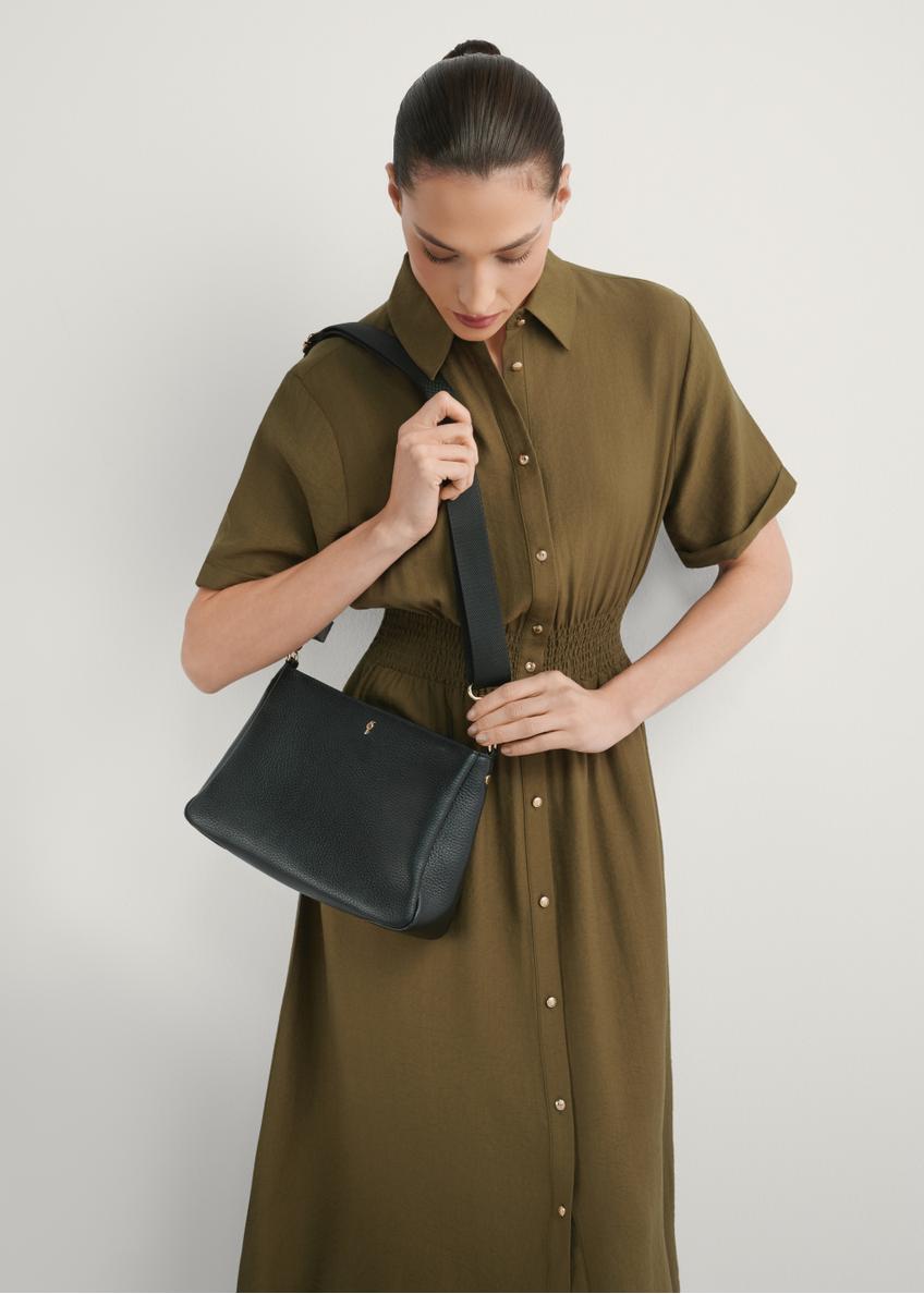 Women's black leather messenger bag TORES-1214-9I(W26)