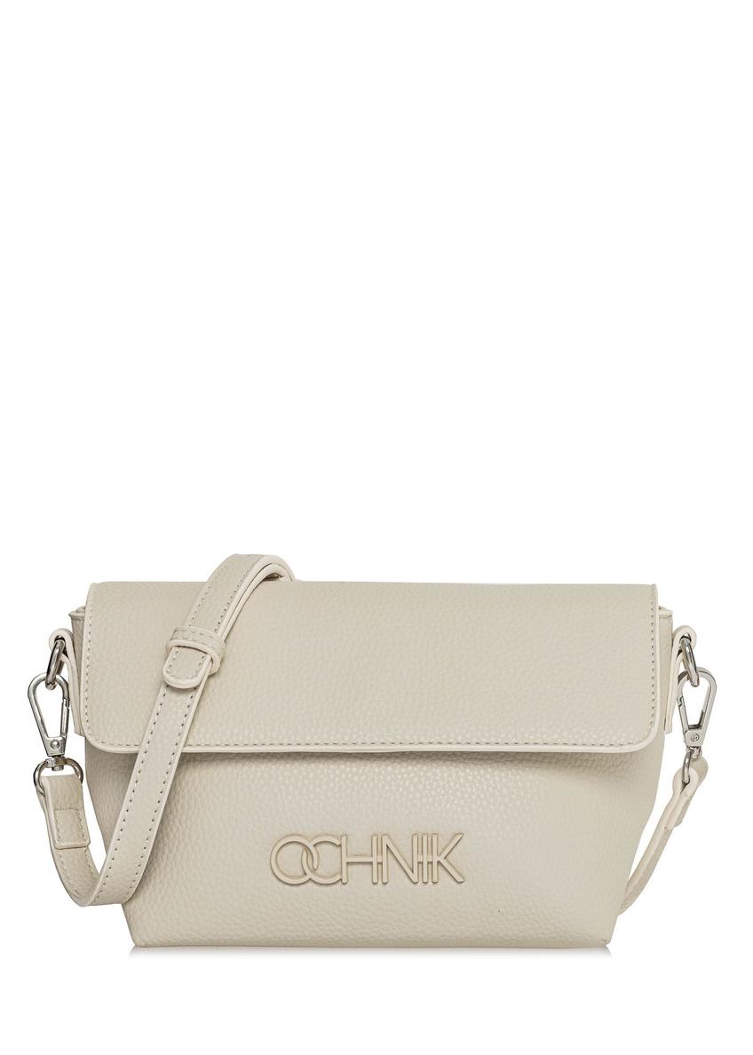 Cream small women's handbag with logo TOREC-0916A-12(W25)-07