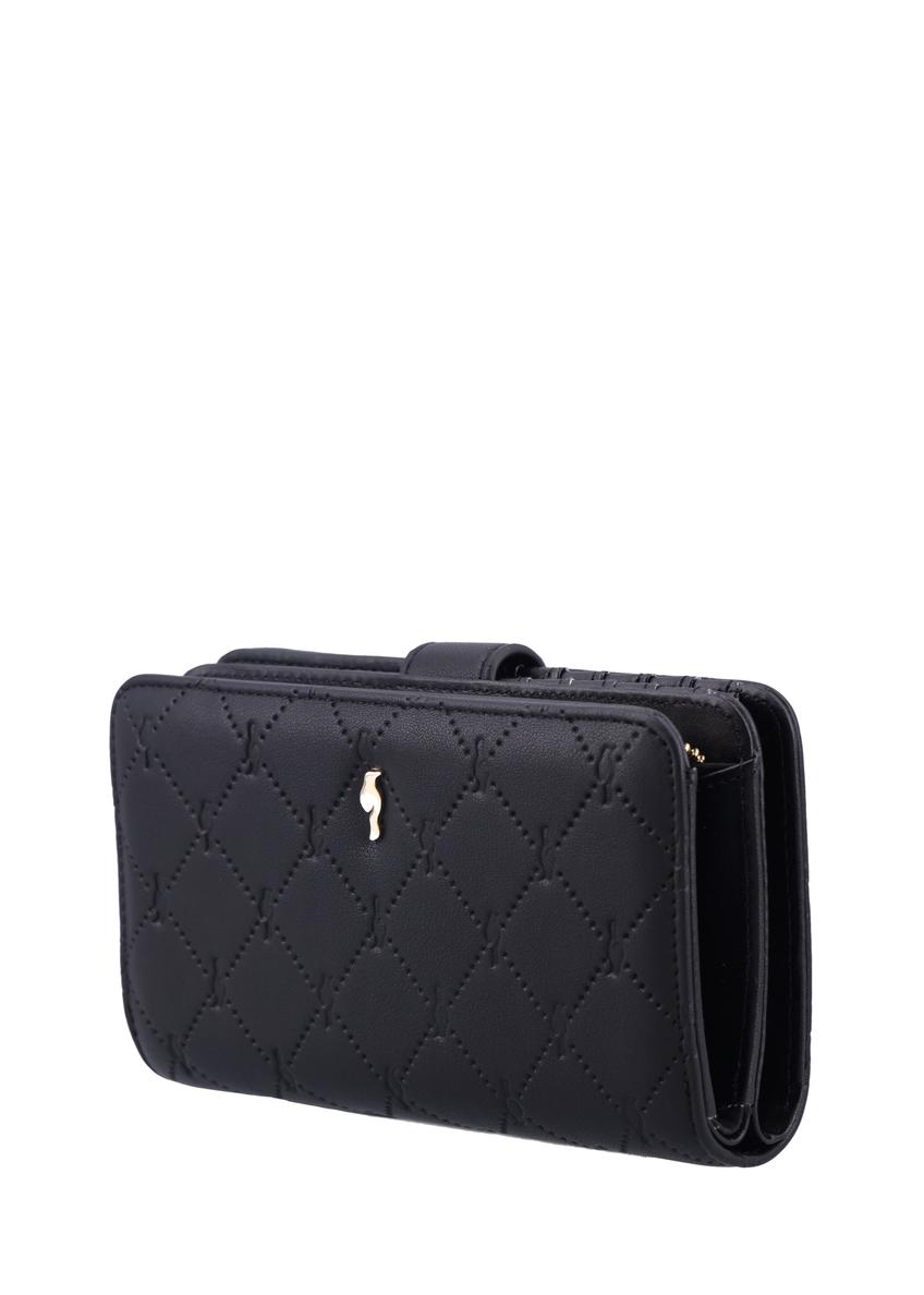 Black women's wallet with monogram POREC-0391A-9P(Z26)