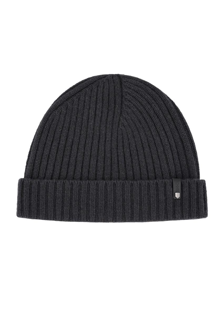 Graphite men's cashmere cap CZAMT-0100-9D(Z26), front product view on white background.
