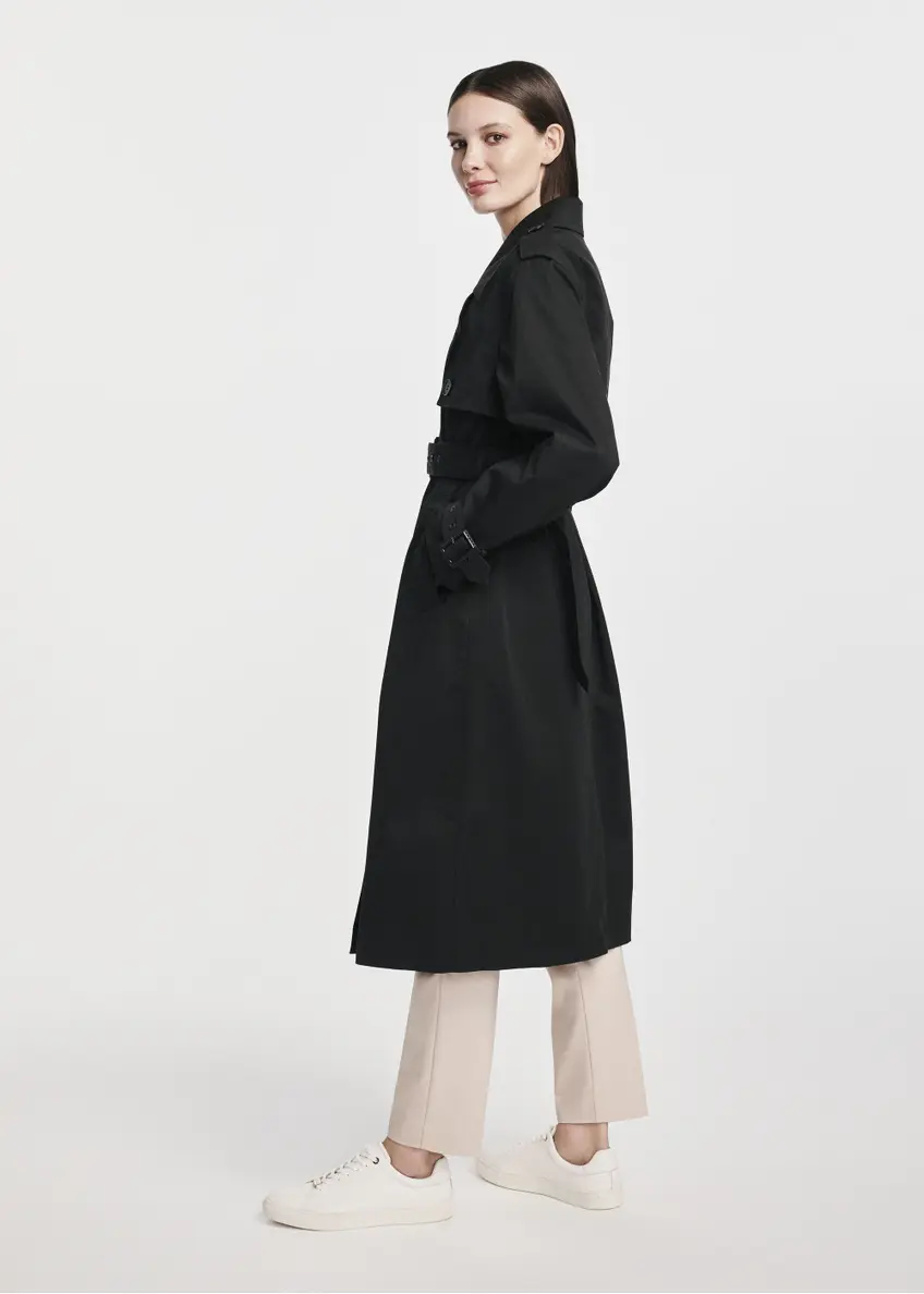 Long black women's coat-style jacket KURDT-0512-99(W25)