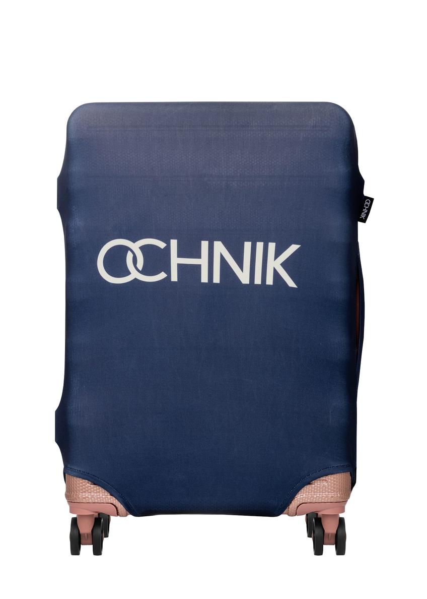 Navy blue cover for medium suitcase AW-013-0002-7D-M(W26), front product view on the suitcase.