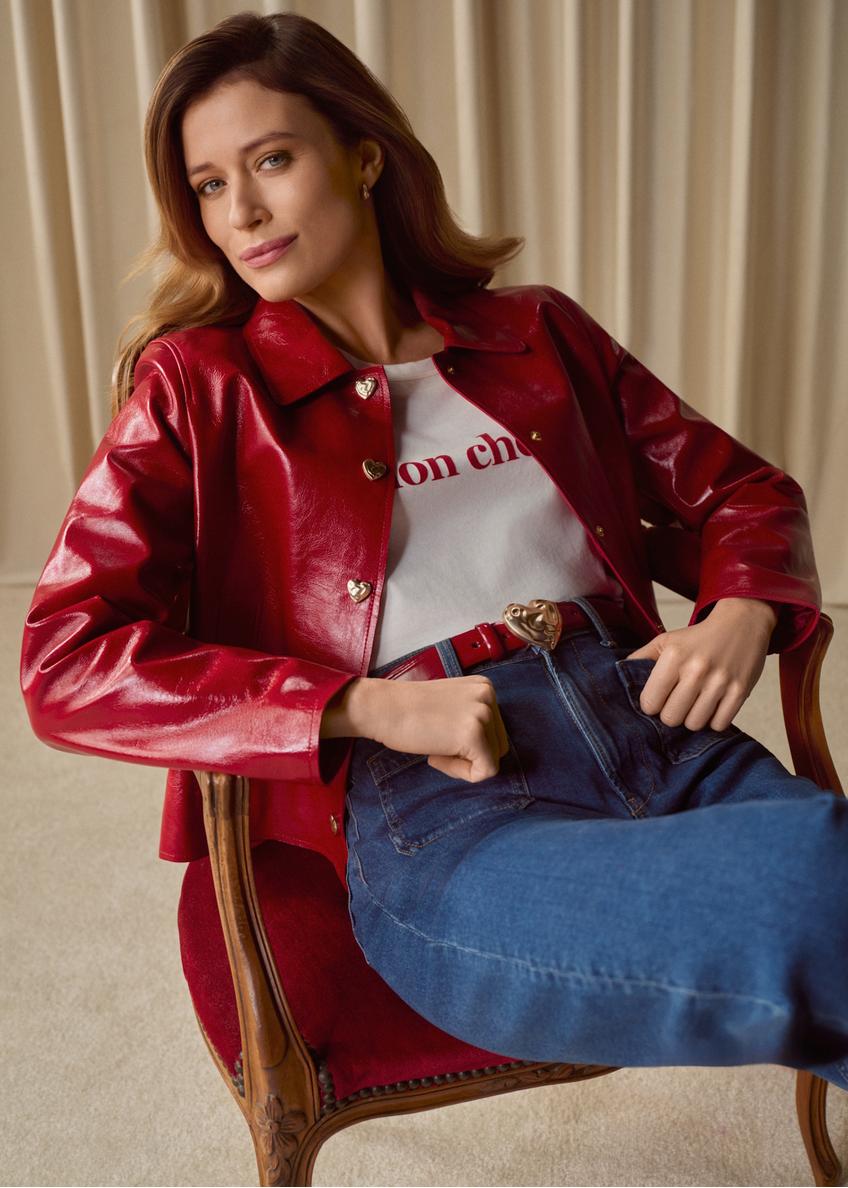 Red short women's jacket KURDS-0612-4B(W26)