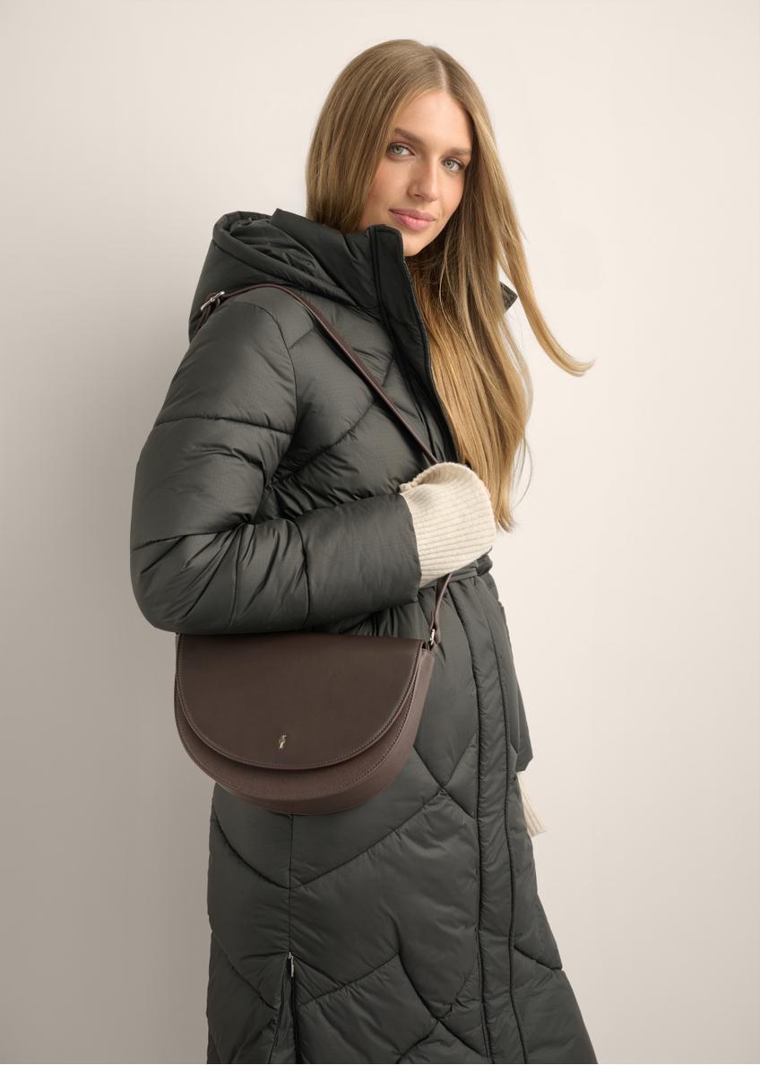 Brown semi-circular women's messenger bag TOREC-1298-1I(Z26)