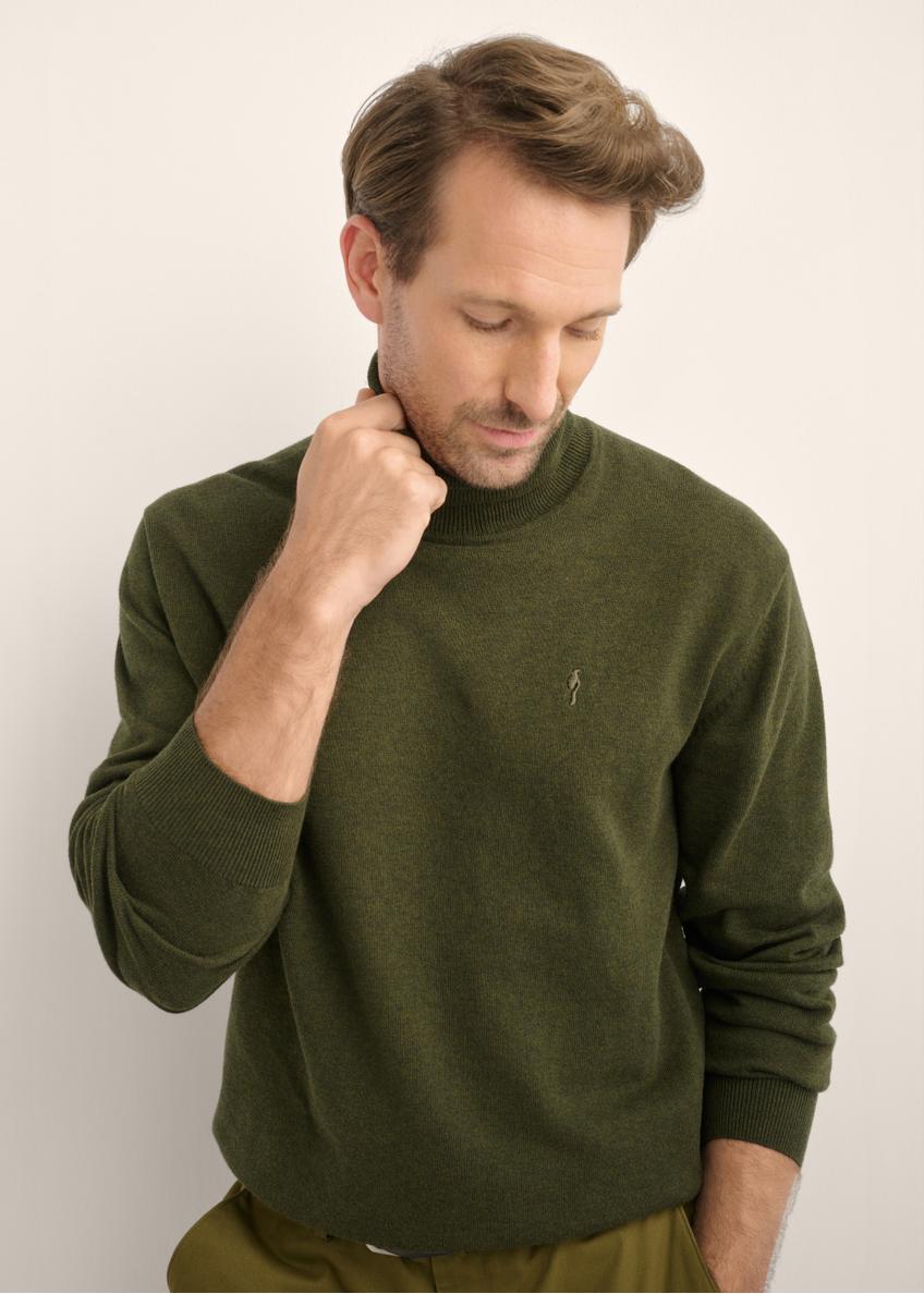 Men's green turtleneck sweater SWEMT-0095B-8B(Z26)