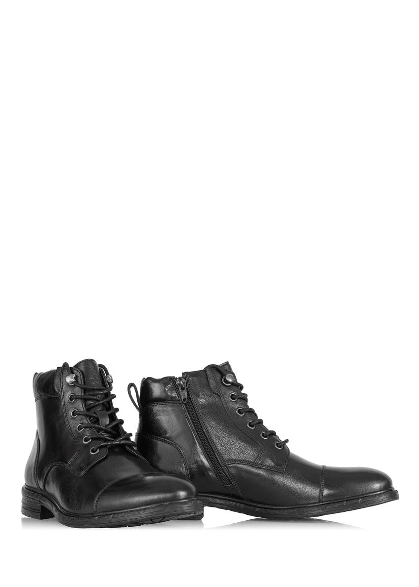 Black leather men's boots BUTYM-0404B-99(Z24)