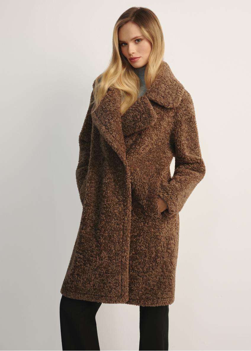 Brown women's fur coat FUTDP-0063-89(Z25)